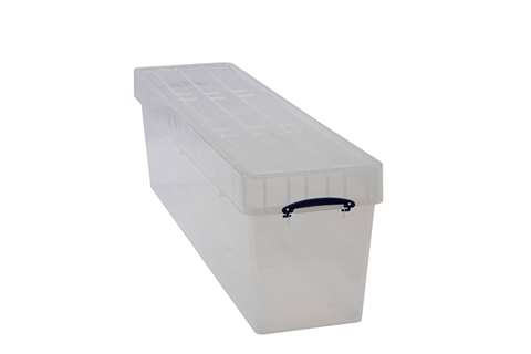 Transparent nestable reinforced box 81l stackable on included lid - 1215x300x360mm