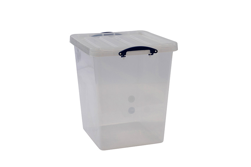 Transparent nestable reinforced box 87l stackable on included lid - 515x465x560mm 