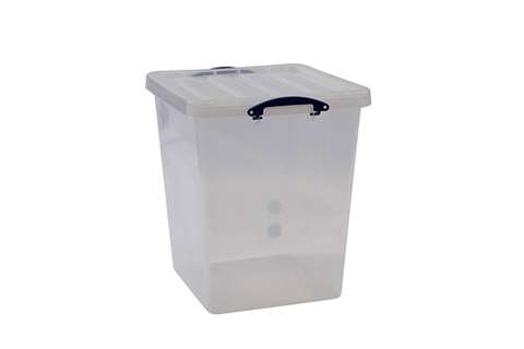 Transparent nestable reinforced box 87l stackable on included lid - 515x465x560mm