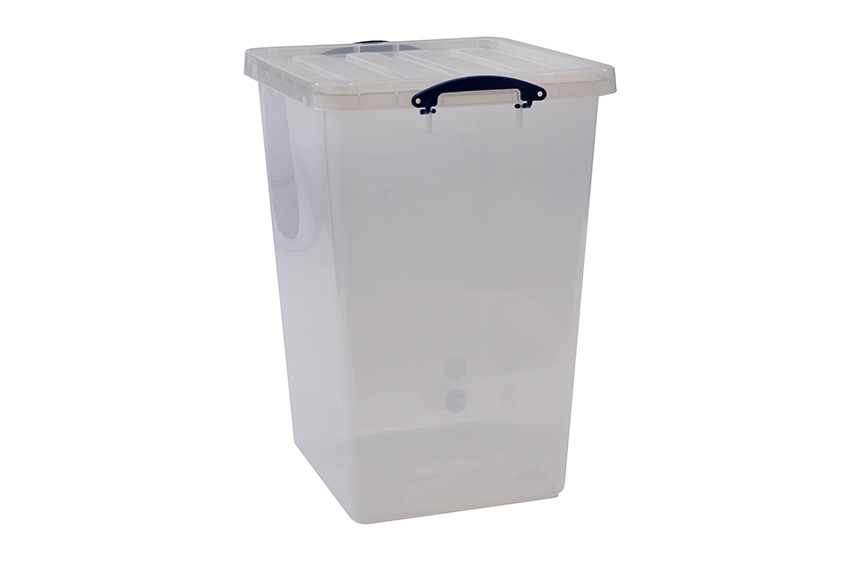 Transparent nestable reinforced box 106l stackable on included lid - 515x465x690mm 