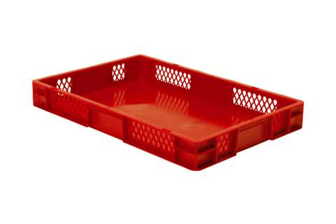 EN Stacking bin Rainbow 14l - 600x400x75mm - perforate sides and closed bottom