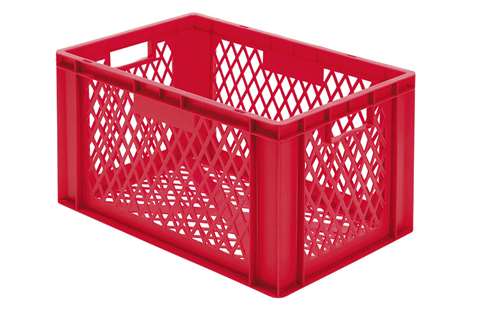 EN Stacking bin Rainbow 61l - 600x400x320mm - perforated sides and bottom