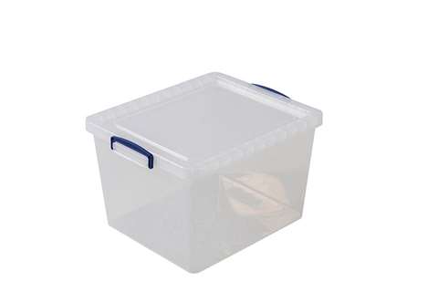 Transparente Nestbare Stapelbox 33,5l Stapelbar auf mitgeliefertem Deckel - 460x383x285mm