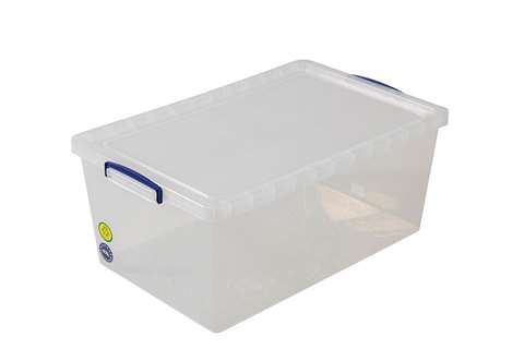 Transparente Nestbare Stapelbox 62l Stapelbar auf mitgeliefertem Deckel - 695x440x287mm