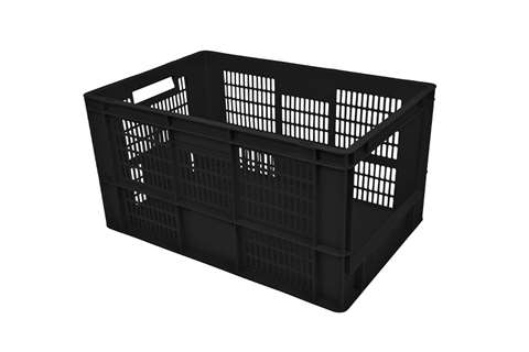 Euronorm picking container - frontal opening - perforated - regenerate - 600x400x320mm