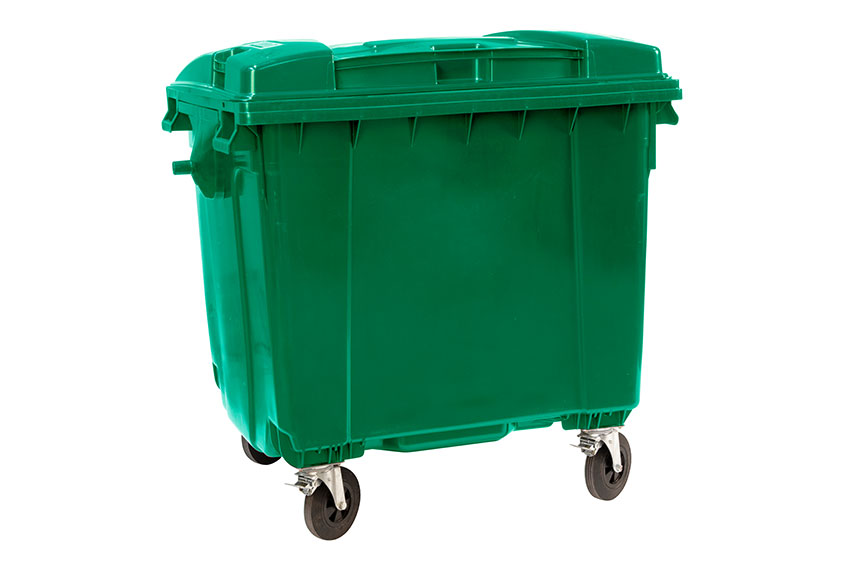Maxi-container on 4 casters - 1100l - with flat lid - coloured 