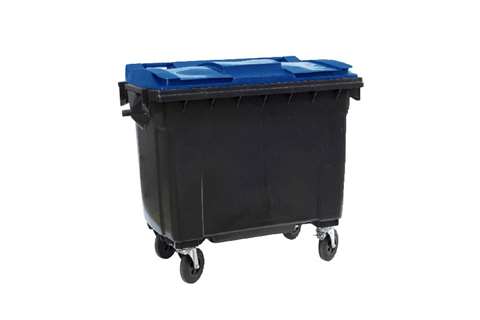 Großbehälter 4 Lenkrollen - 660l - Body Grau + Farbe Deckel