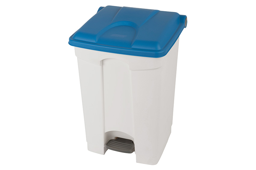 Rectangular step-on waste bin 45l - white body + coloured lid 600x390x410mm 