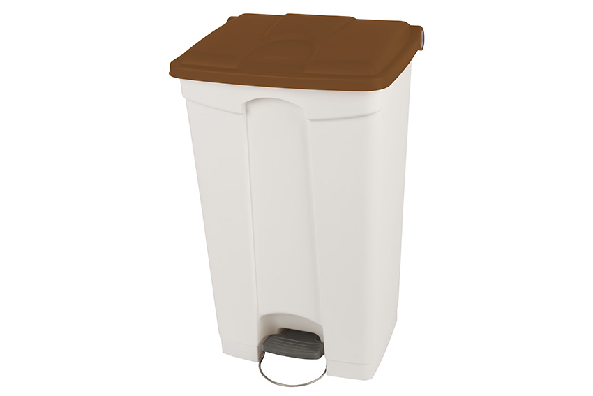 Rectangular step-on waste bin 90l - white body + coloured lid 500x412x820mm 