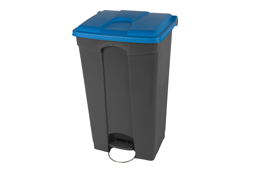 Rectangular step-on waste bin 90l - grey body + coloured lid 500x412x820mm 