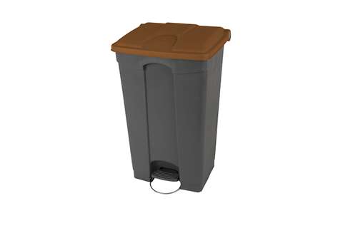 Rectangular step-on waste bin 90l - grey body + coloured lid 500x412x820mm
