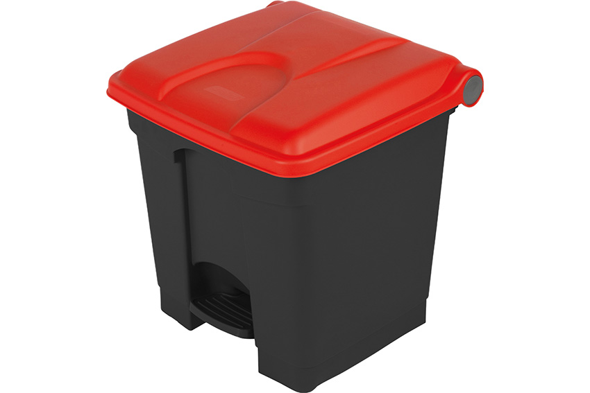 Rectangular step-on waste bin 30l - recycled body + lid 410x398x435mm 