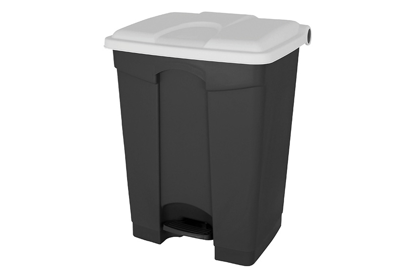 Rectangular step-on waste bin 70l - recycled body + lid 495x412x673mm 