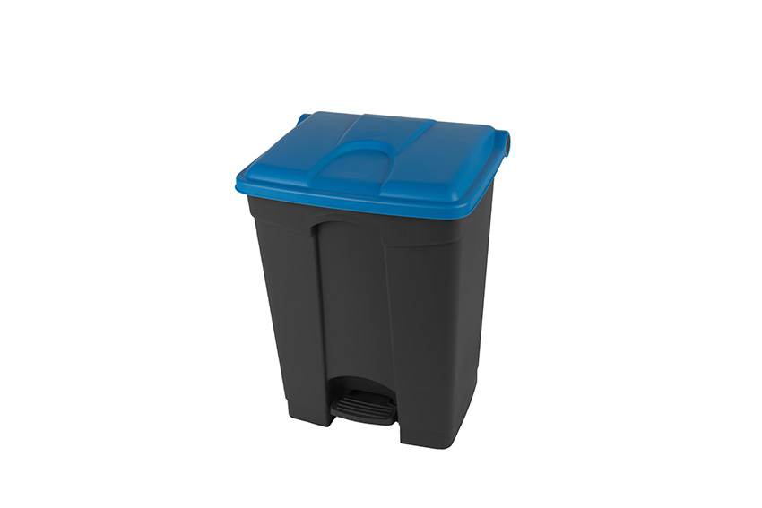 Rectangular step-on waste bin 70l - recycled body + lid 495x412x673mm 