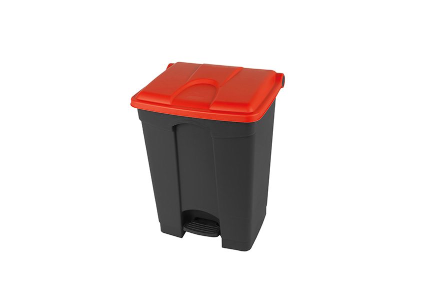 Rectangular step-on waste bin 70l - recycled body + lid 495x412x673mm 
