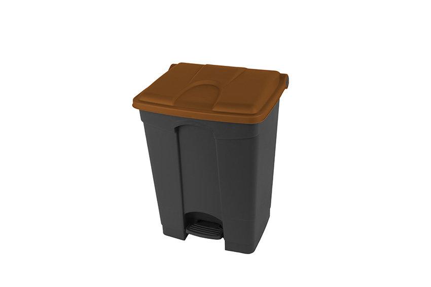 Rectangular step-on waste bin 70l - recycled body + lid 495x412x673mm 