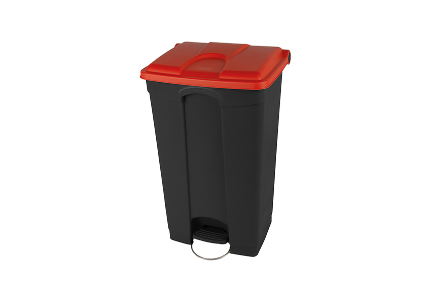 Rectangular step-on waste bin 90l - recycled body + lid 500x412x820mm 