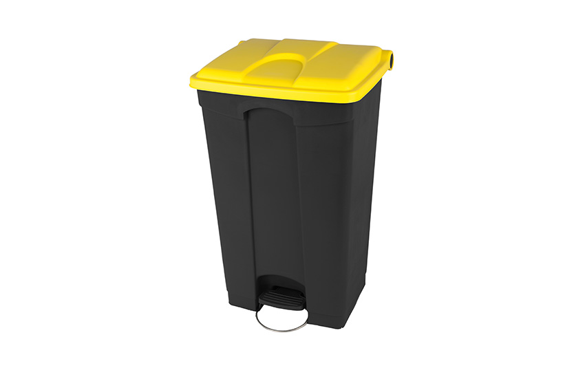 Rectangular step-on waste bin 90l - recycled body + lid 500x412x820mm 