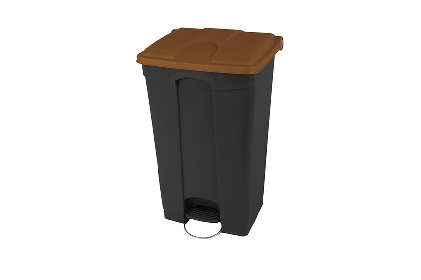 Rectangular step-on waste bin 90l - recycled body + lid 500x412x820mm 