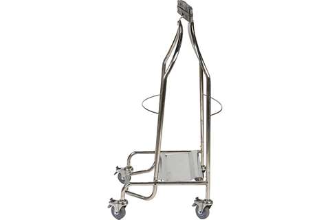 Ss bag holder with pedal + rubber clamp - 4 rubber wheels with brake - aisi304