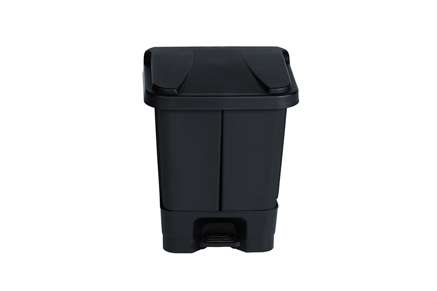 Rectangular pedal bin 40L - double inner bucket - 470x370x510mm 