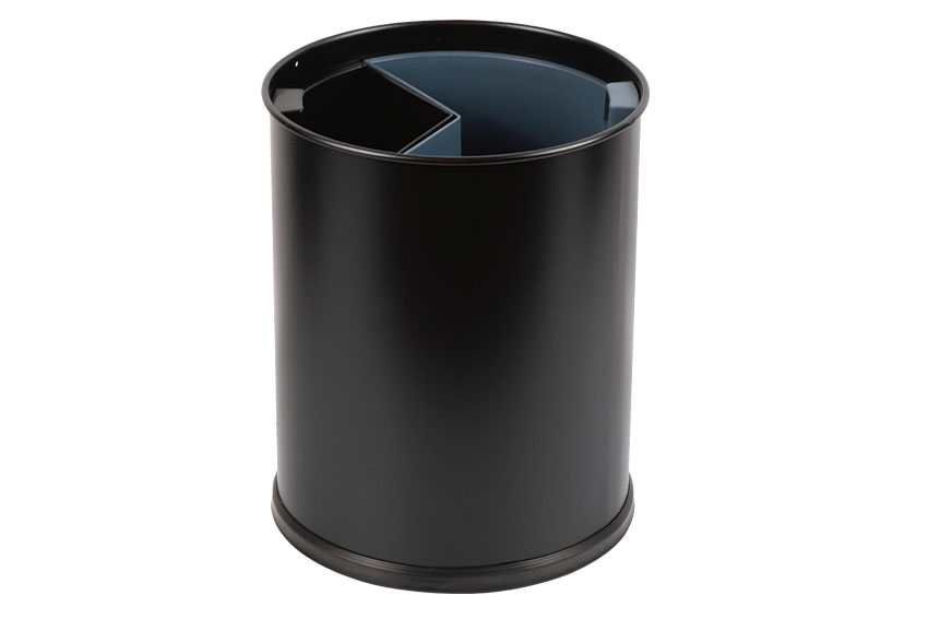Round waste basket 13l - 2 compartiments - insert black/grey 3,3l-6,6l 